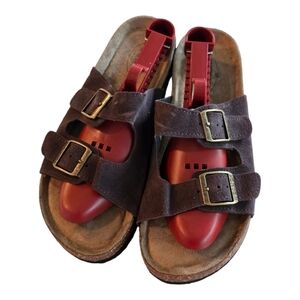 Vintage Woodstock Slides Sandal Mens Sz 8M Shoes Slip On Leather Brown